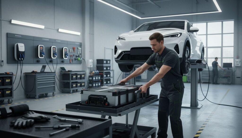 Wechselbatterie im Einsatz