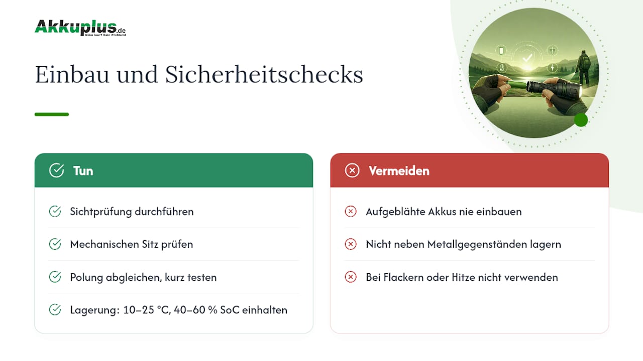 Einbau und Sicherheitschecks vor dem ersten Einsatz — overview diagram