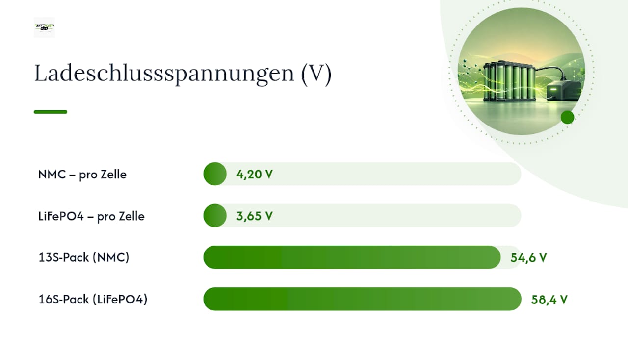 Vergleich der Endladespannungen unterschiedlicher Zellchemien