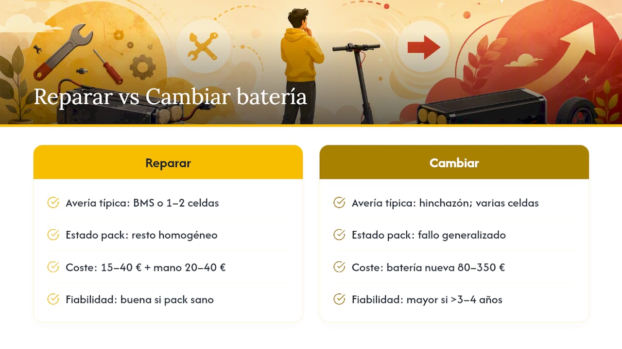Comparativa entre reparar o cambiar la batería