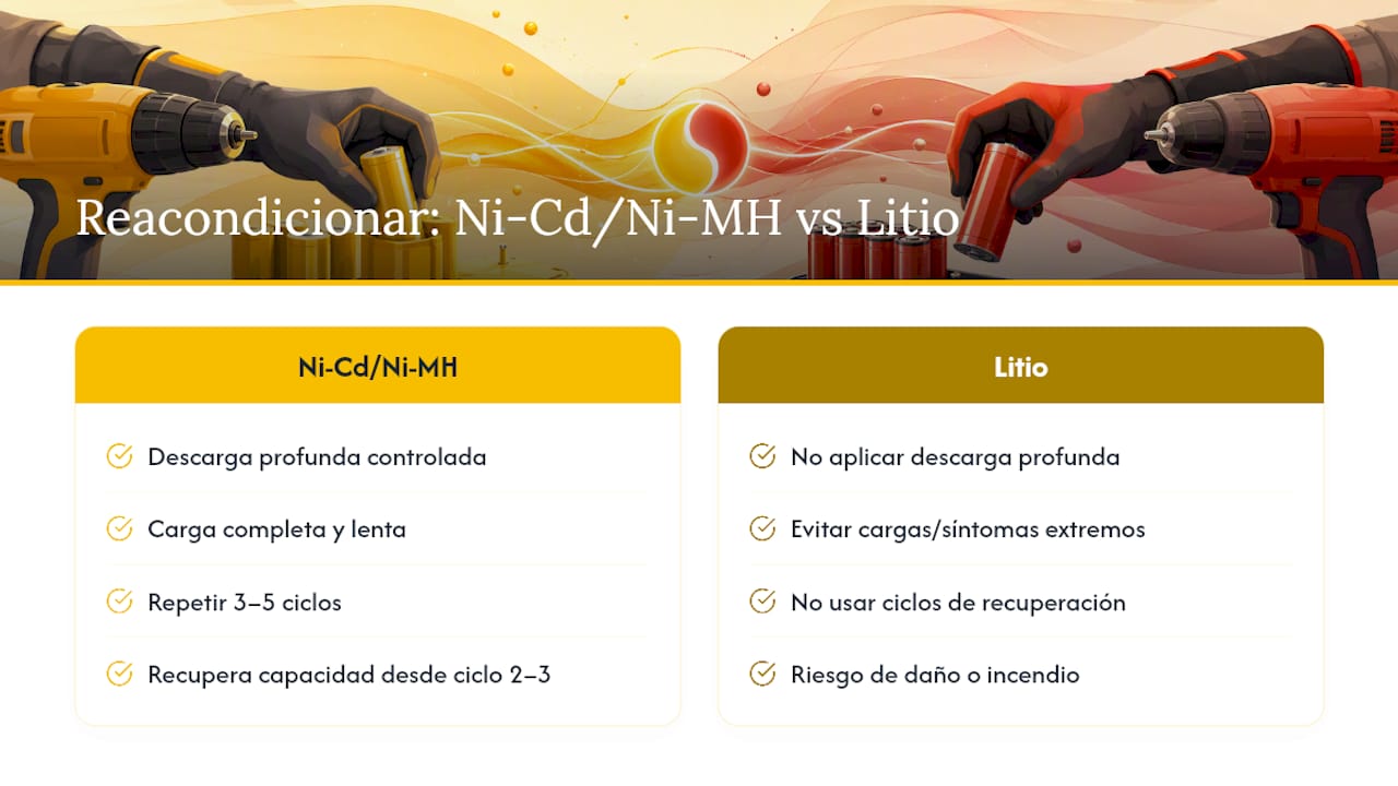 Comparación del reacondicionamiento según el tipo de química