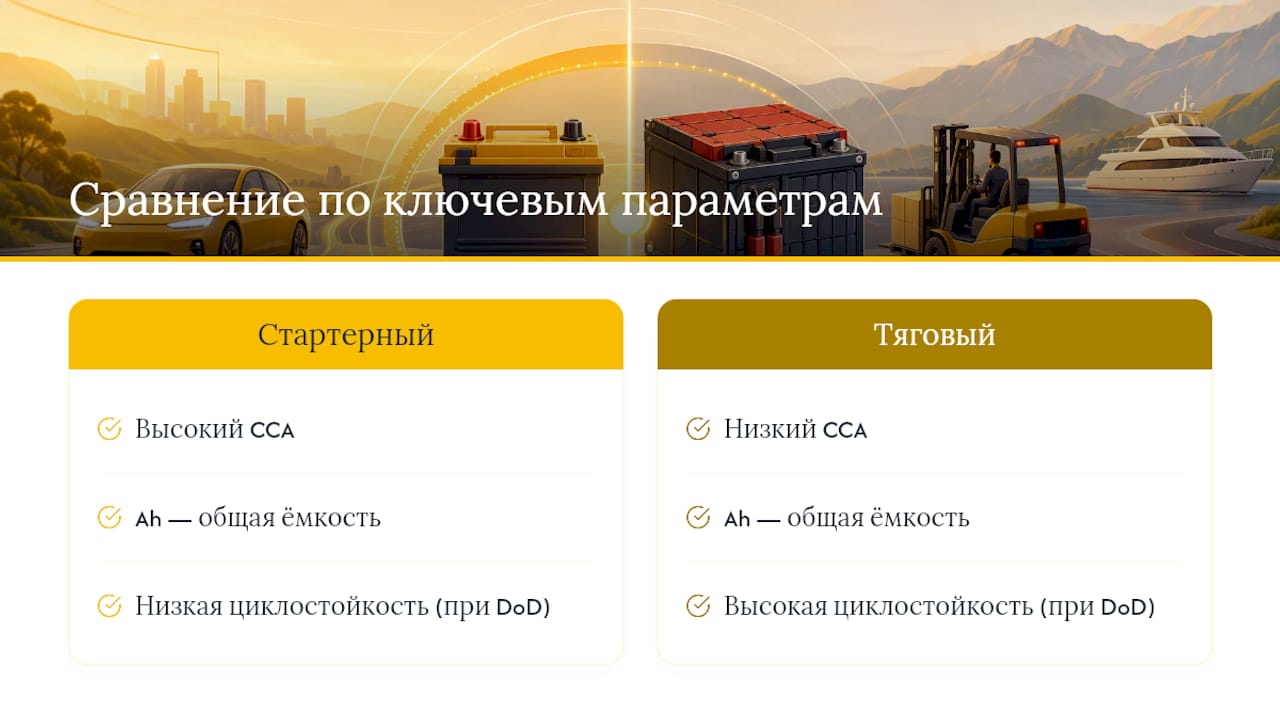 Сравнение CCA, Ah и срока службы батарей