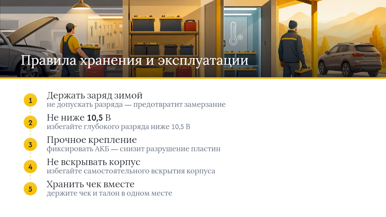 Пять основных правил по использованию и хранению аккумулятора